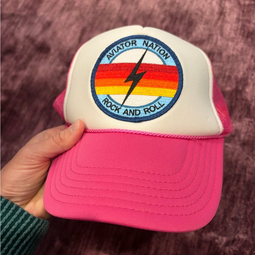Aviator Nation Pink Rock and Roll Trucker Hat - Picture 4 of 7